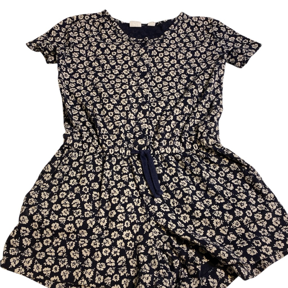 GAP Navy and Ivory Floral Short Sleeve Kids Romper girls small